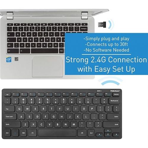  Macally Wireless Mini Keyboard an a Space Grey Vertical Laptop Stand, Scratch Resistant While Aesthetically Pleasing