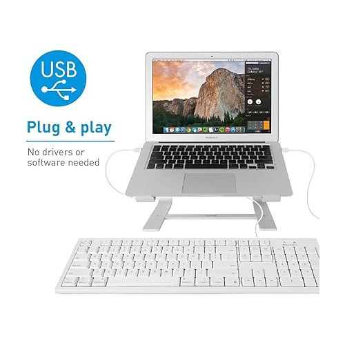  Macally Wired Mac Keyboard and an Adjustable Vertical Laptop Stand, Protect Your Laptop from Getting Damaged