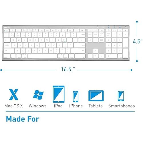  Macally Wireless Bluetooth Keyboard, Wireless Bluetooth Mouse, and a Sleek Laptop Stand, The