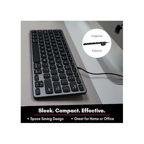  Macally Backlit Compact Keyboard and a Wired Computer Mouse, Sleek and Clean