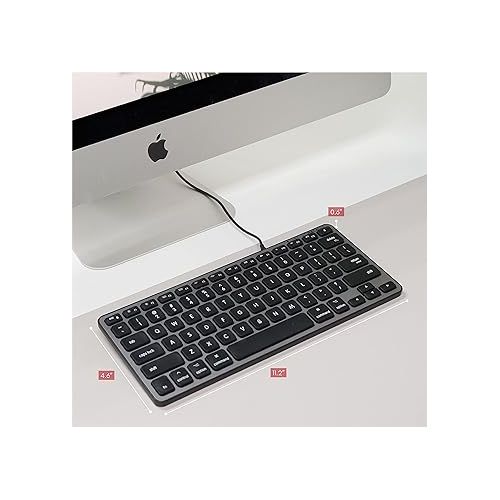  Macally Backlit Compact Keyboard and a Wired Computer Mouse, Sleek and Clean