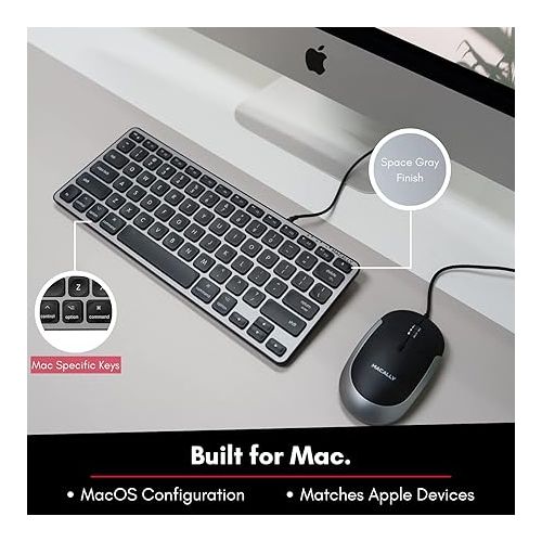  Macally Backlit Compact Keyboard and Vertical Laptop Stand, Everything Your Mac Needs