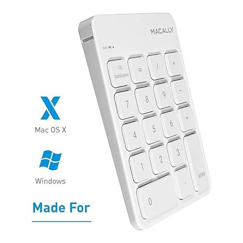  Macally Wireless Bluetooth Numeric Keypad and Wireless Bluetooth Mouse for Mac and PC, Calculate Efficiently