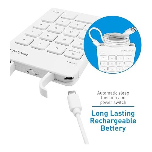  Macally Wireless Bluetooth Numeric Keypad and Wireless Bluetooth Mouse for Mac and PC, Calculate Efficiently