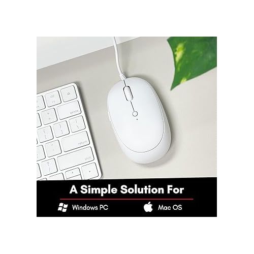  Macally USB C Mouse for Mac with Back Button - Clean and Simple - Wired Mouse for Mac and PC - Plug and Play Type C Mouse for MacBook Pro/Air with 4 DPI Modes - White Apple Mouse