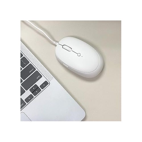  Macally USB C Mouse for Mac with Back Button - Clean and Simple - Wired Mouse for Mac and PC - Plug and Play Type C Mouse for MacBook Pro/Air with 4 DPI Modes - White Apple Mouse