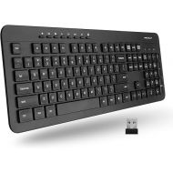 Macally Wireless Keyboard - 2.4G Ergonomic Full Size Keyboard Wireless - Wireless USB Keyboard for Laptop Windows PC Windows Desktop Computer - Black