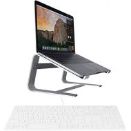 Macally Slim Wired Keyboard and an Ergonomic Laptop Stand, Relieve Pressure Off Your Body