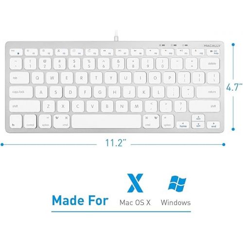  Macally Mini Wired Keyboard and an Adjustable Vertical Laptop Stand, Universal Design to Fit Any Laptop