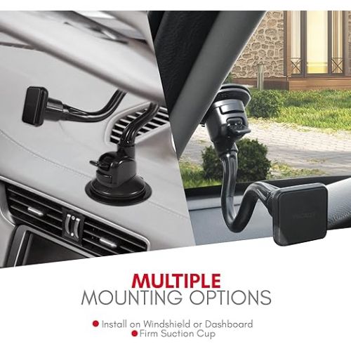  Macally Windshield Phone Mount for Car Magnetic - Suction Cup Window Mount Phone Holder with 12