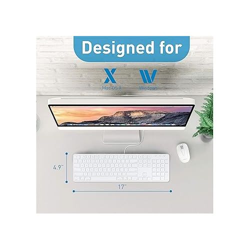  Macally Slim Wired Keyboard, an Ergonomic Laptop Stand, and a Silent Wired Mouse, Classic Mac Accessories
