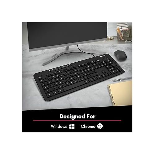  Macally Wired Keyboard | Full Size Computer Keyboard | Quiet Keyboard (Corded Plug and Play) Comfortable for All Day Typing USB Keyboard for PC Desktop and Laptop