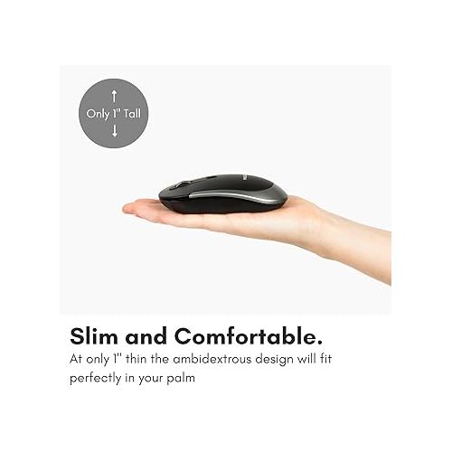  Macally Wireless Bluetooth Mouse for Mac, MacBook Pro/Air, iPad, and PC - Comfortable and Quiet Wireless Mouse - Compatible Wireless Apple Mouse - Laptop Mouse Bluetooth