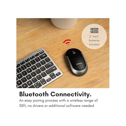  Macally Wireless Bluetooth Mouse for Mac, MacBook Pro/Air, iPad, and PC - Comfortable and Quiet Wireless Mouse - Compatible Wireless Apple Mouse - Laptop Mouse Bluetooth