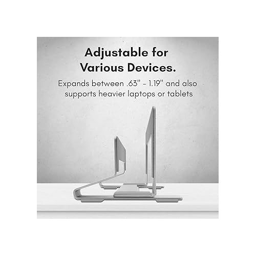  Macally Vertical Laptop Stand for Desk | Laptop Holder Vertical | MacBook Stand (Pro/Air) Save Space and Improve Airflow with Closed Adjustable Laptop Dock Stand