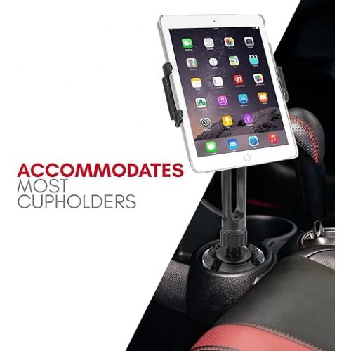  Macally Cup Holder Tablet Mount - Heavy Duty iPad Cup Holder Car Mount Stand or Tablet Holder for Car, Truck, and Vehicle - Fits Devices 3.5