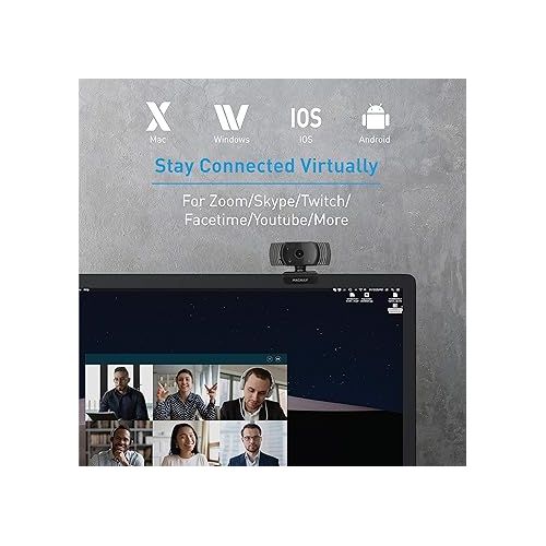  Macally 1080P Webcam with Microphone - Stay Connected Virtually - 120° Wide Angle HD 30FPS USB Computer Camera for Desktop - Web Cam for Streaming, Meetings, Skype, Zoom, PC, Laptop, Mac, Face Time