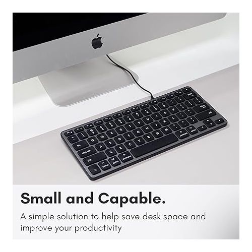  Macally Backlit Wired Keyboard for Mac | Compatible Apple Keyboard (Small and Compact) Comfortable All Day Typing USB Keyboard for MacBook Pro/Air, iMac, Mac Mini/Pro (Space Grey)