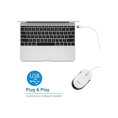  Macally Silent Wired Mouse and an Aluminum Ergonomic Laptop Stand, Essential Apple Accessories