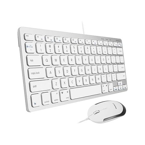  Macally Mini Wired Keyboard & Mouse Combo and an Adjustable Vertical Laptop Stand, Apple Accessories That'll Elevate Your Workspace