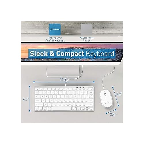  Macally Mini Wired Keyboard & Mouse Combo and an Adjustable Vertical Laptop Stand, Apple Accessories That'll Elevate Your Workspace