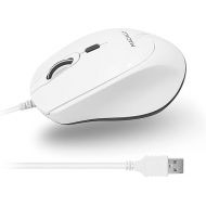 Macally Computer Mouse | Wired Mouse | Mac Mouse White (Smooth and Quiet) Comfortable USB Corded Mouse for Laptop, Chromebook, PC, Desktop, Notebook, Apple Mac, iMac, MacBook