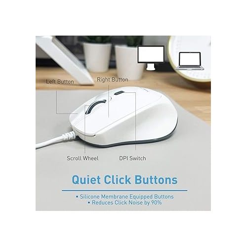  Macally Quiet Wired Mouse and an Ergonomic Keyboard, Relieve Pressure Off Your Body