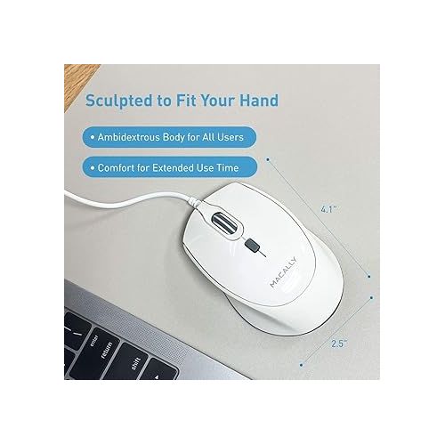  Macally Quiet Wired Mouse and an Ergonomic Keyboard, Relieve Pressure Off Your Body