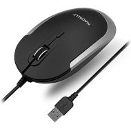 Macally Silent Wired Mouse - Slim & Compact USB Mouse for Apple Mac or Windows PC Laptop/Desktop - Designed with Optical Sensor & DPI Switch - Simple & Comfortable Wired Computer Mouse (Space Gray)
