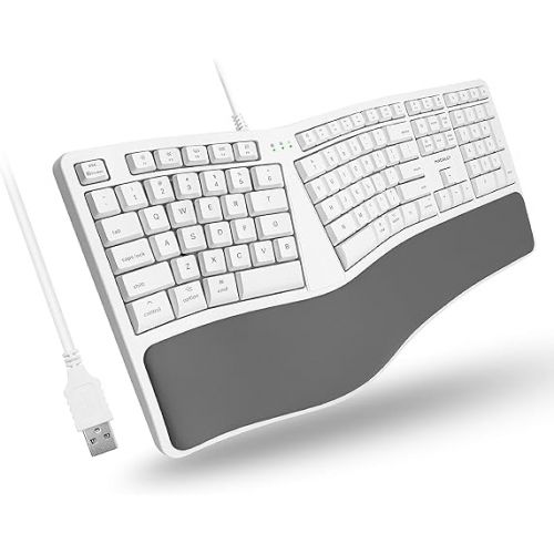  Macally Ergonomic Mac Keyboard and an Aluminum Ergonomic Laptop Stand, Apple Aesthetic with Much More Comfort