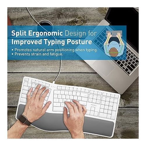  Macally Ergonomic Mac Keyboard and an Aluminum Ergonomic Laptop Stand, Apple Aesthetic with Much More Comfort
