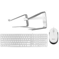 Macally Wired Mac Keyboard, Silent USB Mouse and an Ergonomic Laptop Stand, Ultimate Workspace Trio