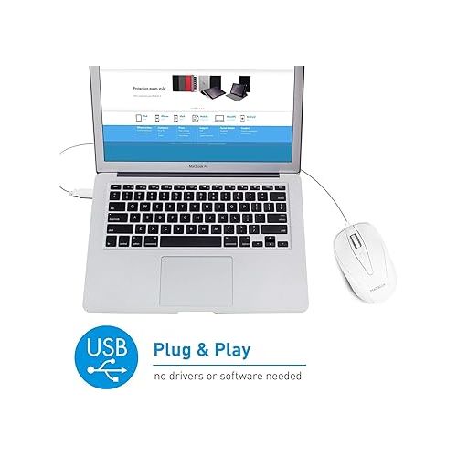  Macally Ambidextrous Wired Mouse and an Adjustable Vertical Laptop Stand, Universally Designed to Fit Any Laptop