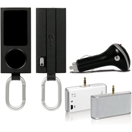  Macally Accessory Bundle for iPod nano 5G Including Leather Case, USB Car Charger, and Portable Battery