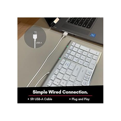  Macally Wired Keyboard for Mac and Windows, Compatible Apple Keyboard - Slim, Space-Saving Design USB Keyboard with Numeric Keypad - Budget-Friendly Laptop, MacBook, iMac Keyboard Replacement