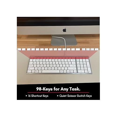  Macally Wired Keyboard for Mac and Windows, Compatible Apple Keyboard - Slim, Space-Saving Design USB Keyboard with Numeric Keypad - Budget-Friendly Laptop, MacBook, iMac Keyboard Replacement