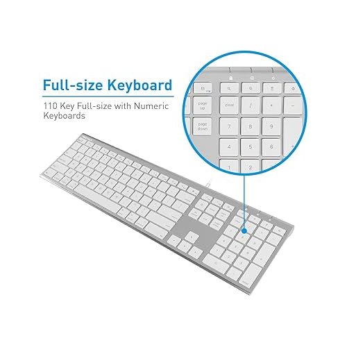  Macally Ultra Slim Wired Computer Keyboard and Ergonomic Laptop Stand, Create Both Efficiency and Comfort