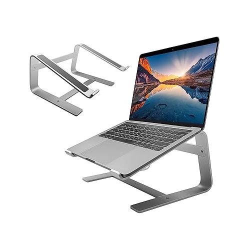 Macally Ultra Slim Wired Computer Keyboard and Ergonomic Laptop Stand, Create Both Efficiency and Comfort