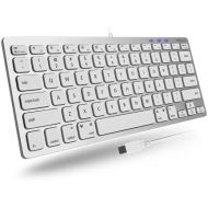 Macally Compact Wired Keyboard for Mac and Windows - 78 Scissor Switch Keys with 13 Shortcut Keys - Small USB Keyboard That Saves Space and Looks Great - Plug and Play Wired Mac Ke