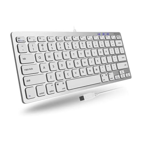  Macally Compact Wired Keyboard for Mac and Windows - 78 Scissor Switch Keys with 13 Shortcut Keys - Small USB Keyboard That Saves Space and Looks Great - Plug and Play Wired Mac Ke