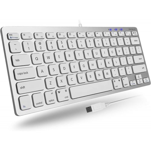  Macally Compact Wired Keyboard for Mac and Windows - 78 Scissor Switch Keys with 13 Shortcut Keys - Small USB Keyboard That Saves Space and Looks Great - Plug and Play Wired Mac Ke