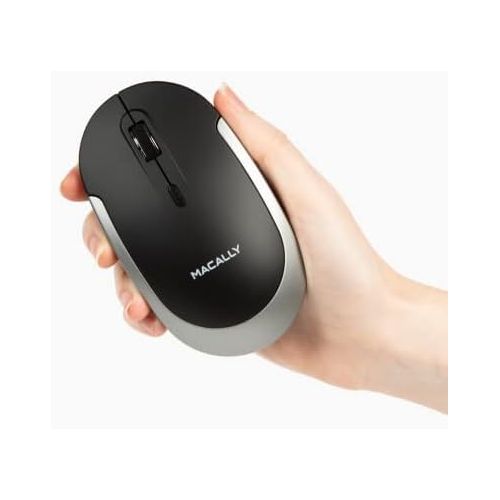  Macally Wireless Bluetooth Mouse for Laptop and Desktop PC - Quiet Click Buttons with Slim Comfortable Body - Silent Mouse with DPI 800/1200/1600 - Long Battery Computer Mouse Blue