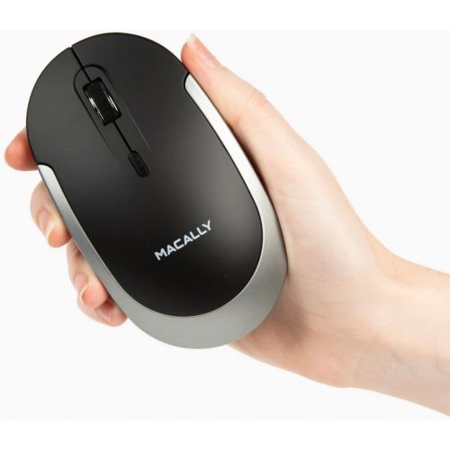  Macally Wireless Bluetooth Mouse for Laptop and Desktop PC - Quiet Click Buttons with Slim Comfortable Body - Silent Mouse with DPI 800/1200/1600 - Long Battery Computer Mouse Blue