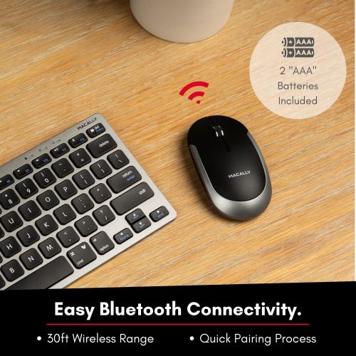  Macally Wireless Bluetooth Mouse for Laptop and Desktop PC - Quiet Click Buttons with Slim Comfortable Body - Silent Mouse with DPI 800/1200/1600 - Long Battery Computer Mouse Blue