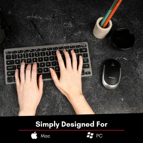  Macally Wireless Bluetooth Mouse for Laptop and Desktop PC - Quiet Click Buttons with Slim Comfortable Body - Silent Mouse with DPI 800/1200/1600 - Long Battery Computer Mouse Blue