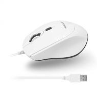 Macally USB Wired Mouse for Mac or PC - Comfortable, Smooth, and Quiet - White USB Mouse Wired with 5ft Cable and 4 DPI - Plug and Play Corded Computer Mouse for Laptop or Office D