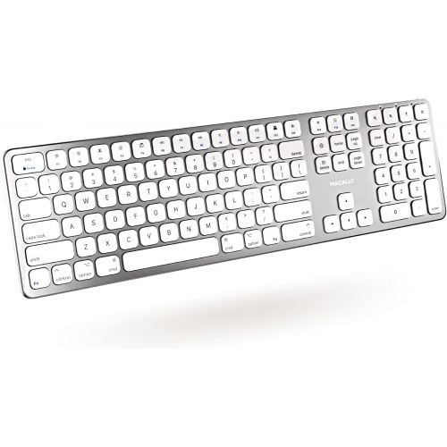  Macally Bluetooth Wireless Keyboard for Mac - Compatible Apple Keyboard Wireless for iMac Mini/Pro, MacBook Pro/Air, iPad, iPhone - Slim Full Size Metal Frame Bluetooth Keyboard fo