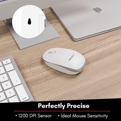  Macally 2.4G USB Wireless Mouse for Laptop and Desktop Computer, Comfortable and Long Range Computer Mouse - Cordless Mouse for Mac, Apple MacBook Pro/Air, Chromebook, or Windows P