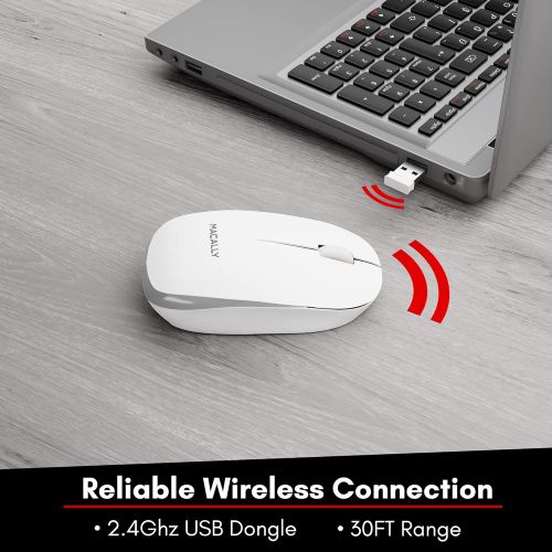  Macally 2.4G USB Wireless Mouse for Laptop and Desktop Computer, Comfortable and Long Range Computer Mouse - Cordless Mouse for Mac, Apple MacBook Pro/Air, Chromebook, or Windows P