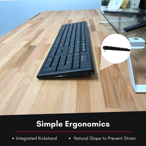  Macally 2.4G Wireless Keyboard for Laptop or Desktop - Ultra Slim Full Size Computer Keyboard Wireless with Numeric Keypad - Compatible with Windows PC Keyboard Cordless - Black